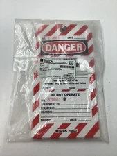 Pack of 25 Brady Lockout Tag One Sided 7.5" x 4" 105373, B-853 Red Black White