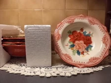 Pioneer Woman Cheerful Rose RED 9" Low Rim Bowl-SET OF 4-NEW IN BOX