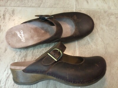 New Dansko Martina Oiled Antique Brown Mary Jane Clog Shoes Women 40 9.5 10