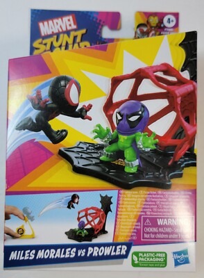 Marvel Stunt Squad Action Figure Miles Morales vs Prowler Launcher and Playset 