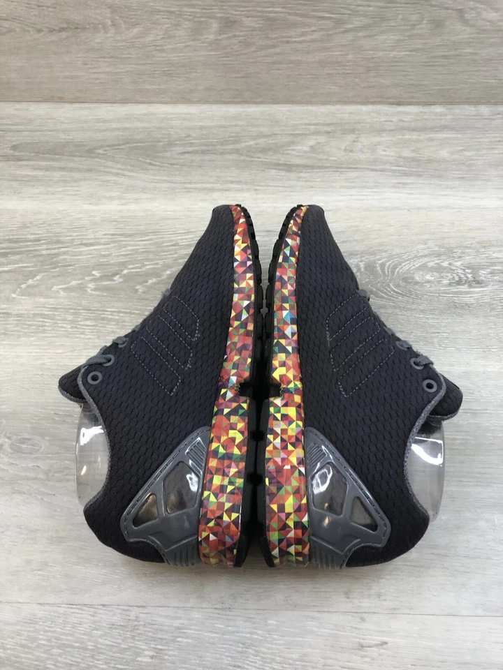 Adidas ZX Flux Womens Black Geometric Knit Mesh Gray 8.5 Athletic AF6384 Lace Up - Image 2 of 4