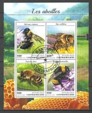 Animaux Insectes Abeilles Centrafrique 2018 (53) Yvert n° 5659 à 5662 oblitérés