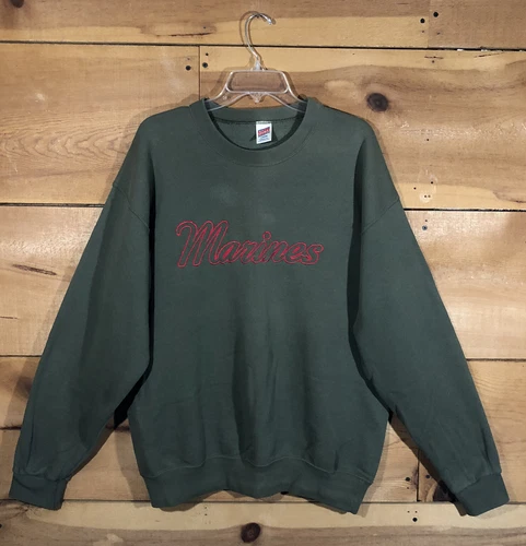 Vintage Soffe Sweats Marines Pullover Sweatshirt Made USA Mens Size Large Green - product listing photo