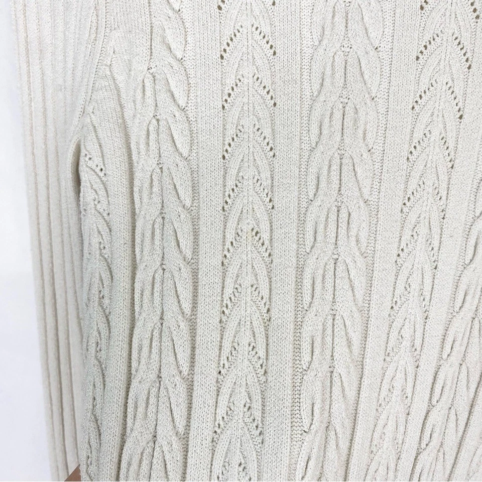 Bebe Vintage Turtleneck Cable Knit Ivory Ribbed Knit Sweater Top Size Medium - Image 3 of 4