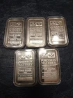 Vintage - Premium Johnson Matthey Silver Bars Lot Of 5- 1 Ounce .999 Pure