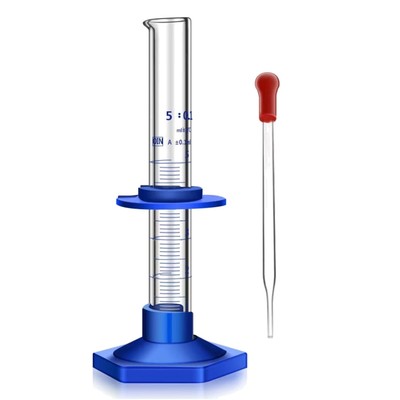 Thick Glass Measuring Cylinder 5ml - Anti-Fall Design with Dropper Included