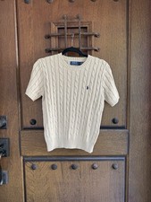 Polo by Ralph Lauren Greenish Beige Cable-Knit Short Sleeve Sweater Size M