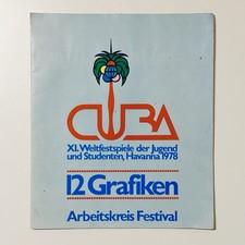 Mappe 12 GRAFIKEN Weltfestspiele Havanna Cuba 1978 Sammlung DDR Solidarität Kuba