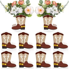 8 PCS Cowboy Boots Flower Boxes Centerpiece western cowboy Party Decorations ...