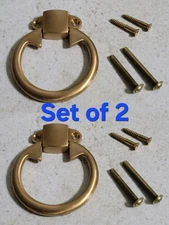 (2) ~ IVES 422B10 Drop Ring Pull for Cabinet / Drawer Cast Bronze Hand Polished