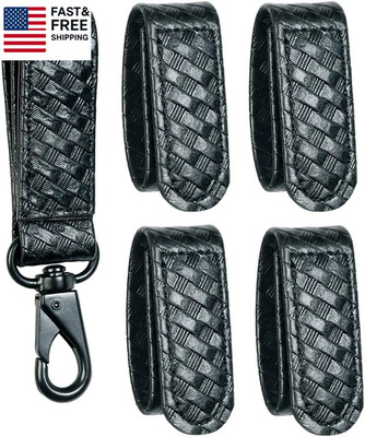 Duty Belt Keeper with Double Snaps(Set of 4) +1 Keeper Strong Key Clip(1 Pack)