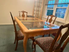 drexel heritage glass top dining room table and chairs