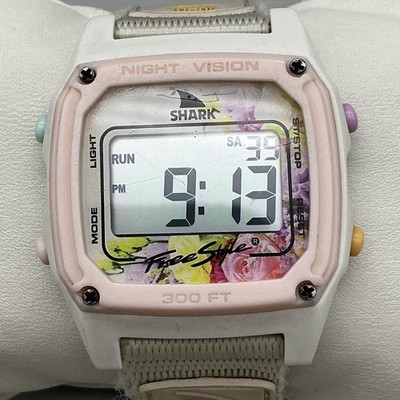 Freestyle Shark Womens Watch 37mm Floral Digital Gray Nylon FS101058 New Battery