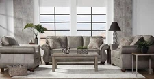 NEW 3PC Modern Gray Fabric Upholstered Living Room Sofa Loveseat Chair Set