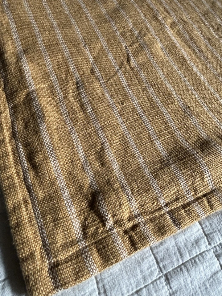 Pottery Barn Mustard Yellow Striped Pillow Covers Cotton PAIR 18 X 18 - Image 4 of 4