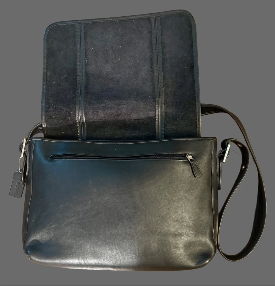 Bolso Mensajero Coach Legacy Cuero Negro 9064 Laptop Bolsillos con Cremallera Unisex Foto 3 de 4