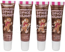 Bath & Body Works Cinnamon Spice Delight Lip Gloss Balm 4pc Gingerbread Man New