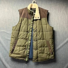 Prana Men's Waylen Vest Size M Green Quilted Sherpa Collar Hunting Riding Casual
