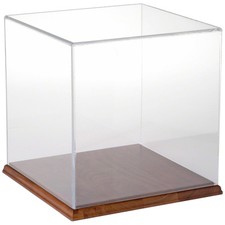 Plymor Clear Acrylic Display Case with Hardwood Base, 10" x 10" x 10"