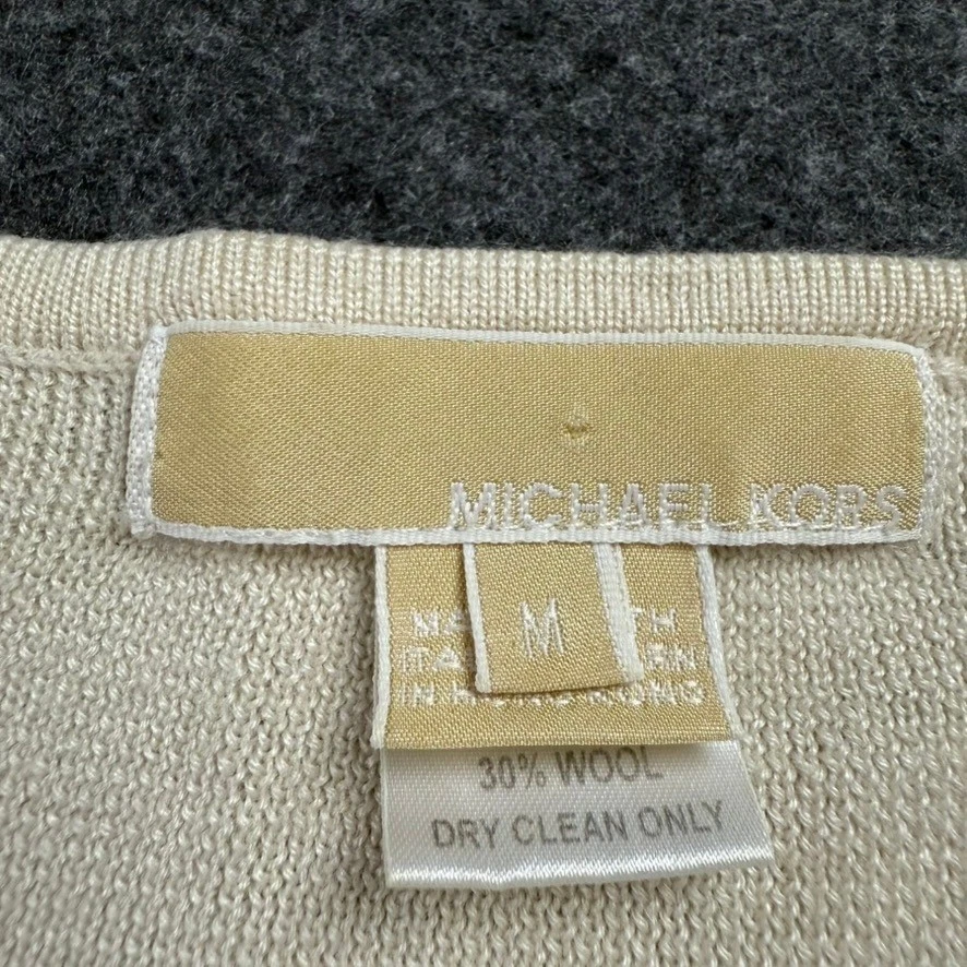 Suéter Michael Kors Beige Manga Larga Seda Cachemira Mezcla Lana Para Mujer Foto 4 de 4