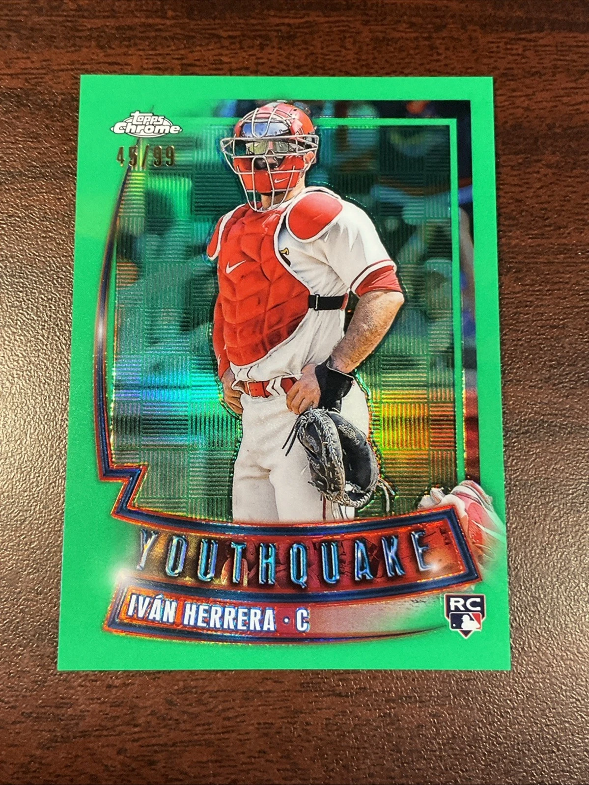 2023 TOPPS CHROME IVAN HERRERA YOUTHQUAKE ROOKIE GREEN /99 -CARDINALS
