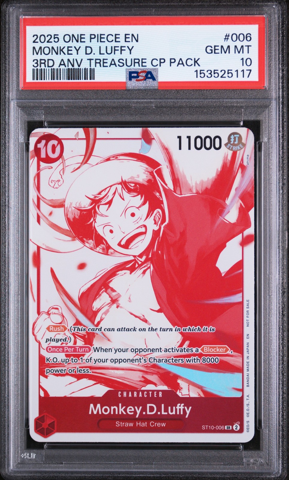 2025 #006 MONKEY D. LUFFY PSA 10