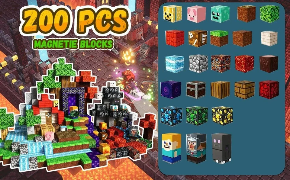 200 PCS Magnetic Blocks Building  Set for Kids – Educational STEM Magnet Toys - Image 3 of 4