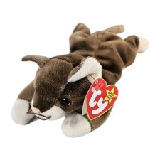 Ty Beanie Baby Pounce the Cat 1997 Brown Cream Plush Kitty Stuffed Animal w/ Tag