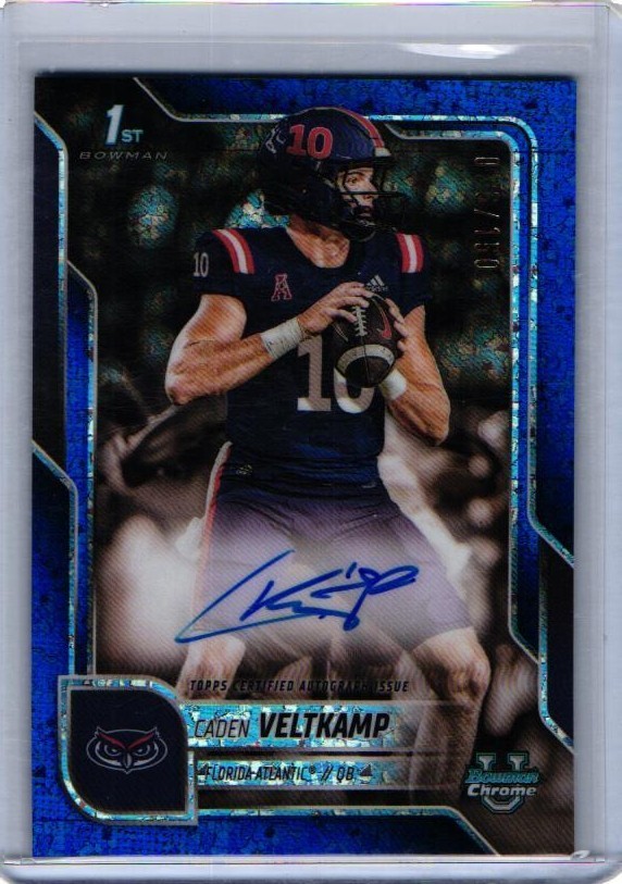 2025 Bowman Chrome U Caden Veltkamp Blue Mini-Diamond Auto /150 Florida Atlantic
