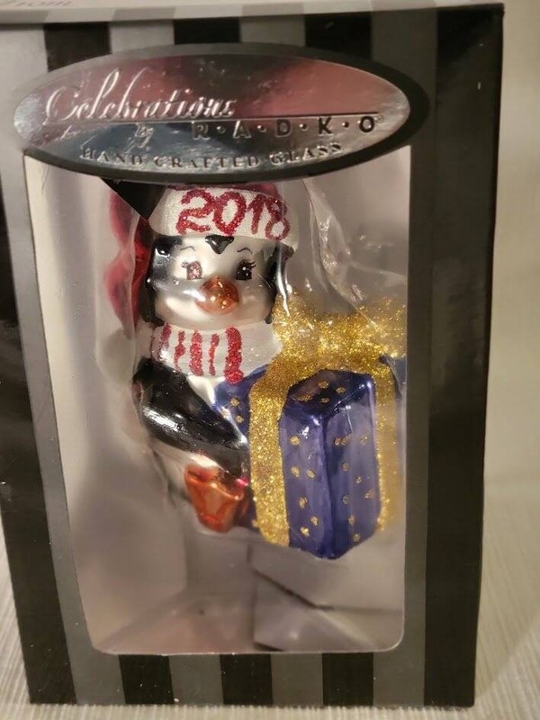 Penguin 5" Glass Ornament ~Dated 2018~NIB Celebrations by Radko