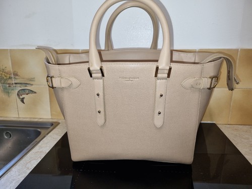 Aspinal of London Large Leather Tote Bag Cream/Beige - Picture 17 of 19