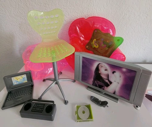 Barbie Vintage Y2K Doll Accessories Bundle Lot Of 9. Blow Up Furniture, 00s Tech