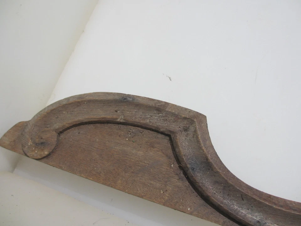 Antique Carved Wooden Top Old Pediment Finial Furniture Wood Victorian 49"W - Image 4 of 4