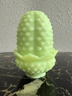 FENTON Satin Lime Sherbert Green Hobnail Fairy Lamp Uranium Glass