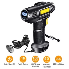150PSI 12V Digital Auto Tire Inflator Air Pump Compressor Cigarette Lighter Plug
