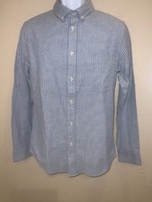 Blue w/White Stripe Poplin Long Sleeve Button-Down Shirt -Slim fit Goodfellow