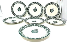 Seven Tienshan Folk Craft Plates Salad/Dessert by Apple in Sponge Green 7.5"