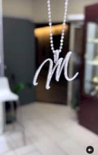 Father's Day Gift Any Single Initial Letter Real Moissanite Pendant 925 Silver