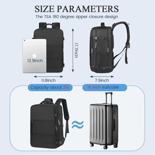 DAKOMM Travel Backpack for Women Men, Carry On Backpack with USB Charging Port - Picture 3 of 7