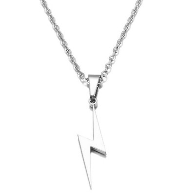 Silber Blitz Anhänger Kette Herren Minimalistisch Donner Bolzen Halskette Schmuck