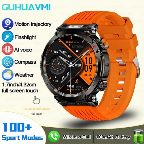 GUHUAVMI Smartwatch 600mAh Torcia LED, SOS, Funzione Chiamata, Pedometro Sportivo,