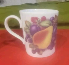 D. Hague Fine Bone China Coffee Mug - Signed - Fruit Design - Made in England