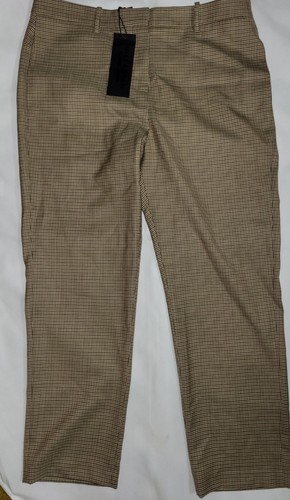 Nili Lotan Tel Aviv Pant Virgin Wool / Elastane 12 NWT Brown Check $550 - Picture 4 of 5