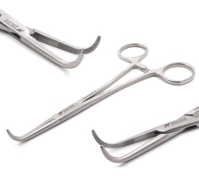 STAINLESS STEEL RIGHT ANGLE MIXTER HEMOSTAT FORCEPS 6'' FINE POINT HTI BRAND