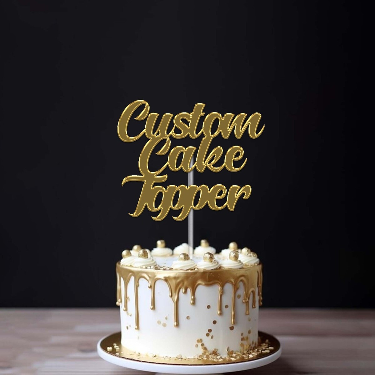 Happy Birthday Acrylic Cake Topper | Mirror Gold Party Decoration | Reusable & Washable | 5.2" X 5.6"