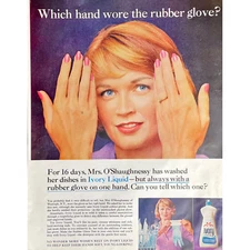 1965 Ivory Liquid Soap Vintage Print Ad Retro Dish Detergent Memorabilia Gloves