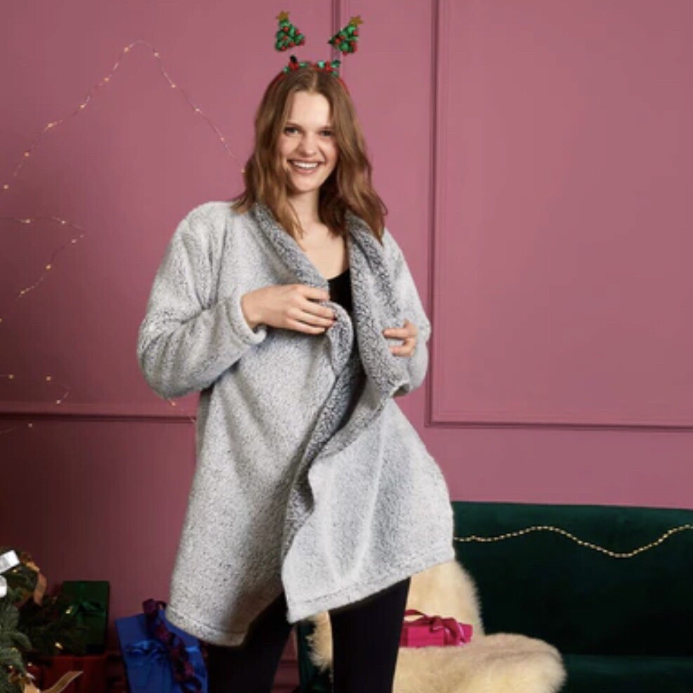 AVON Charcoal Waterfall Lounge Jacket Large Size UK 16-18