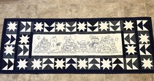 Snowman Table Runner Hand Quilted and Hand Embroidered New 21  x 54  