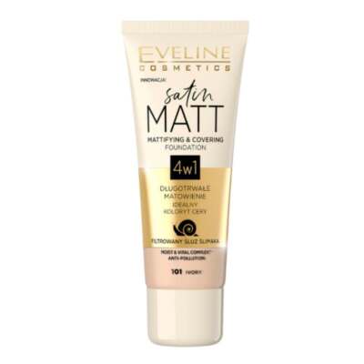 Eveline Satin Matt Mattierende und abdeckende Foundation 4 in 1 Anti-Pollution 30ml