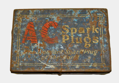 Antique AC Spark Plugs Metal Tin Standard Spark Plug of the World 5.5'' x 3.5''